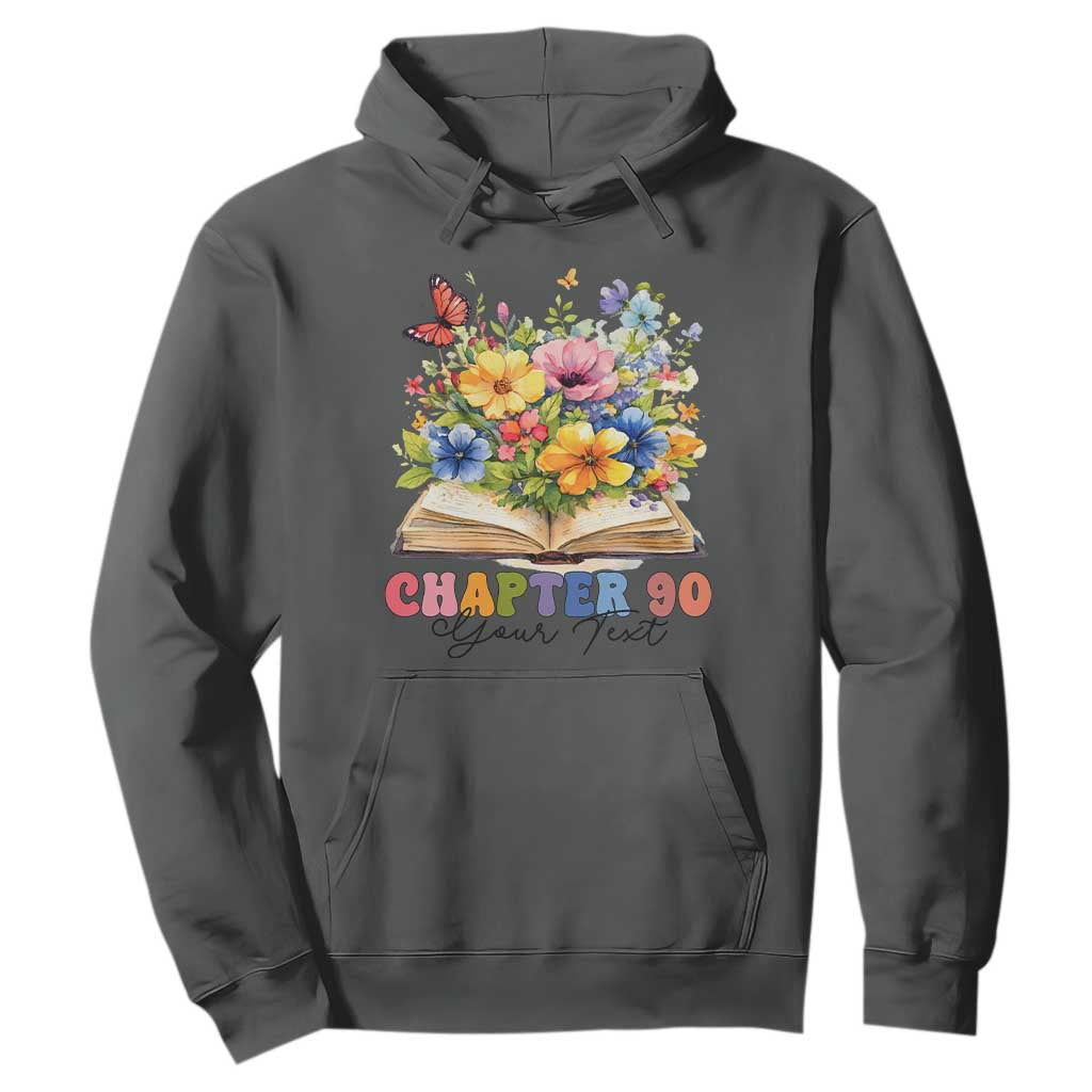 Personalized 90th Birthday Gift For Women Hoodie Custom Name Chapter 90 Flowers Book TS10 Dark Heather Print Your Wear