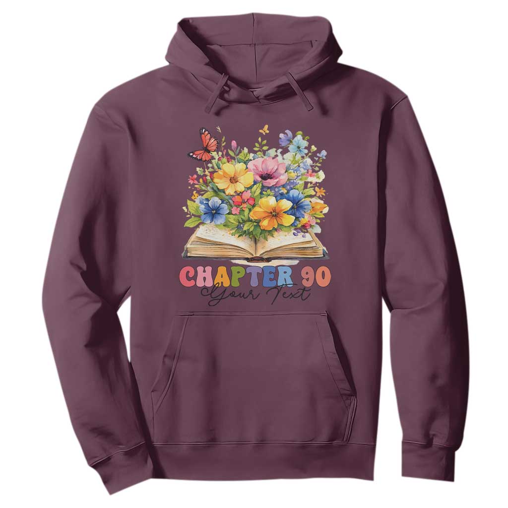 Personalized 90th Birthday Gift For Women Hoodie Custom Name Chapter 90 Flowers Book TS10 Maroon Print Your Wear