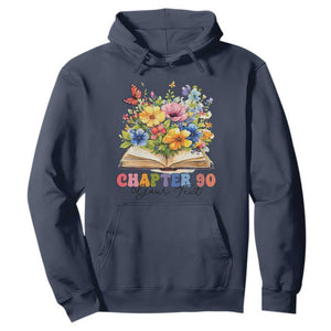 Personalized 90th Birthday Gift For Women Hoodie Custom Name Chapter 90 Flowers Book TS10 Navy Print Your Wear