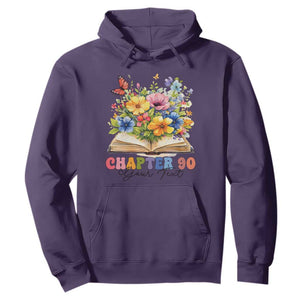 Personalized 90th Birthday Gift For Women Hoodie Custom Name Chapter 90 Flowers Book TS10 Purple Print Your Wear