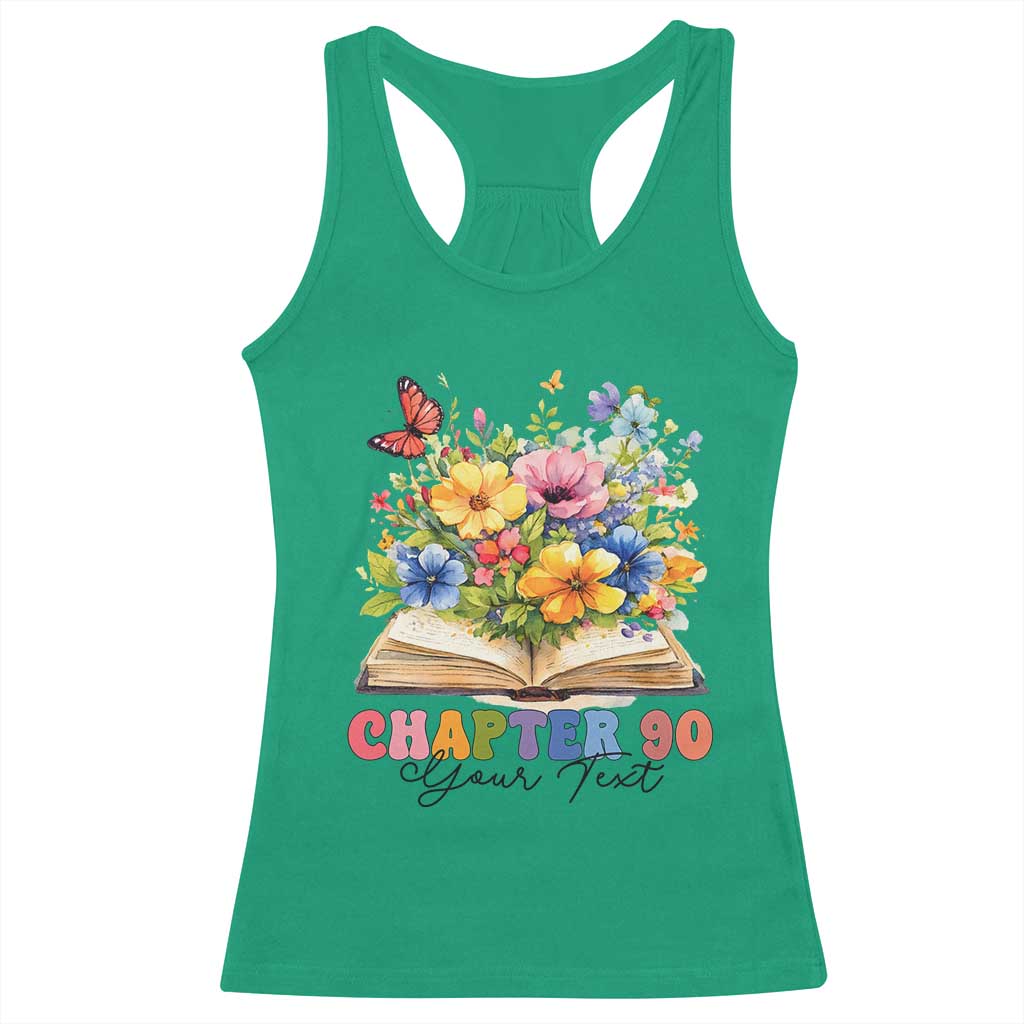 Personalized 90th Birthday Gift For Women Racerback Tank Top Custom Name Chapter 90 Flowers Book TS10 Irish Green Print Your Wear