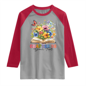 Personalized 90th Birthday Gift For Women Raglan Shirt Custom Name Chapter 90 Flowers Book TS10 Sport Gray Red Print Your Wear