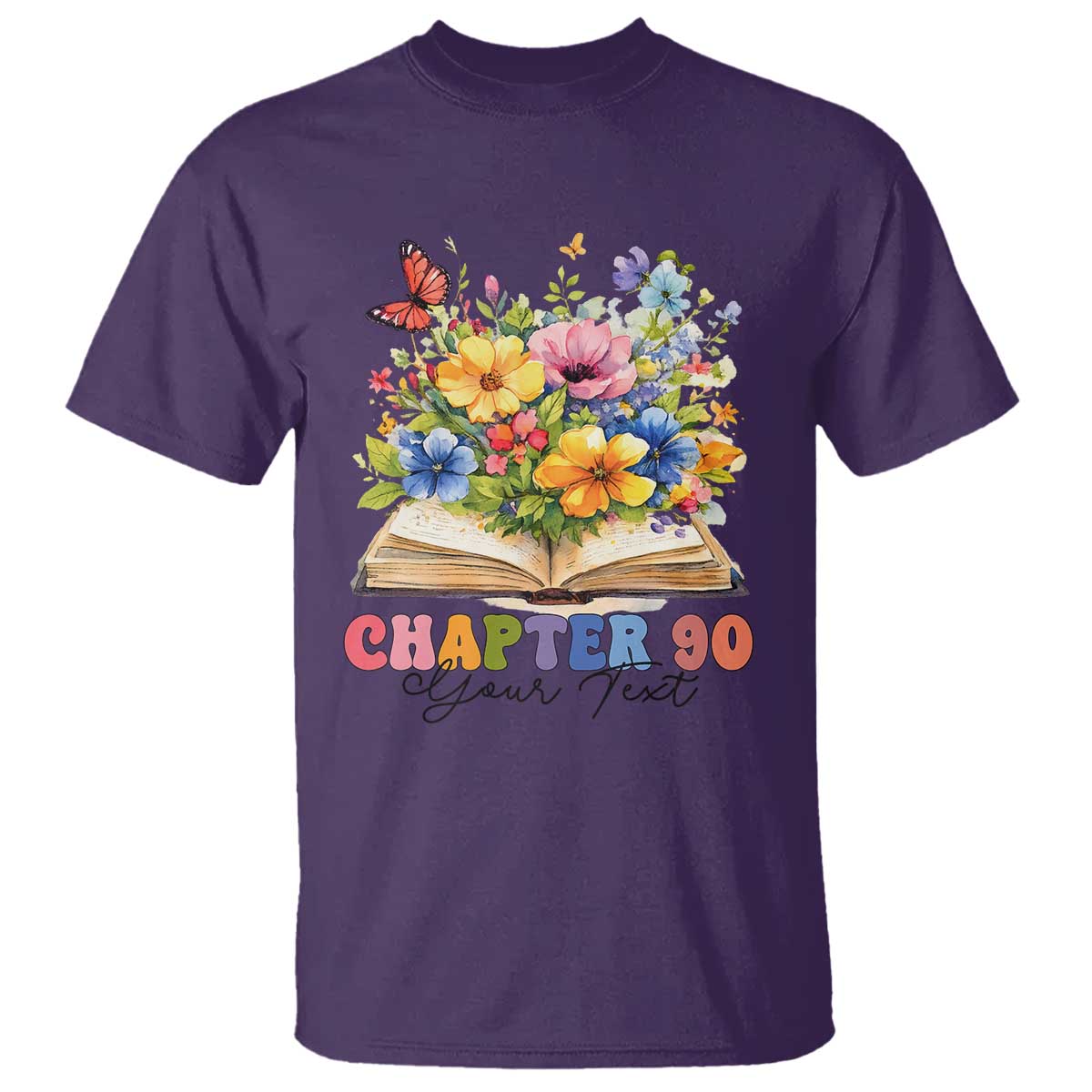 Personalized 90th Birthday Gift For Women T Shirt Custom Name Chapter 90 Flowers Book TS10 Purple Print Your Wear