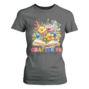 Personalized 90th Birthday Gift For Women T Shirt For Women Custom Name Chapter 90 Flowers Book TS10 Dark Heather Print Your Wear
