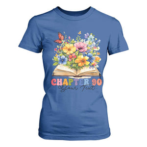 Personalized 90th Birthday Gift For Women T Shirt For Women Custom Name Chapter 90 Flowers Book TS10 Royal Blue Print Your Wear