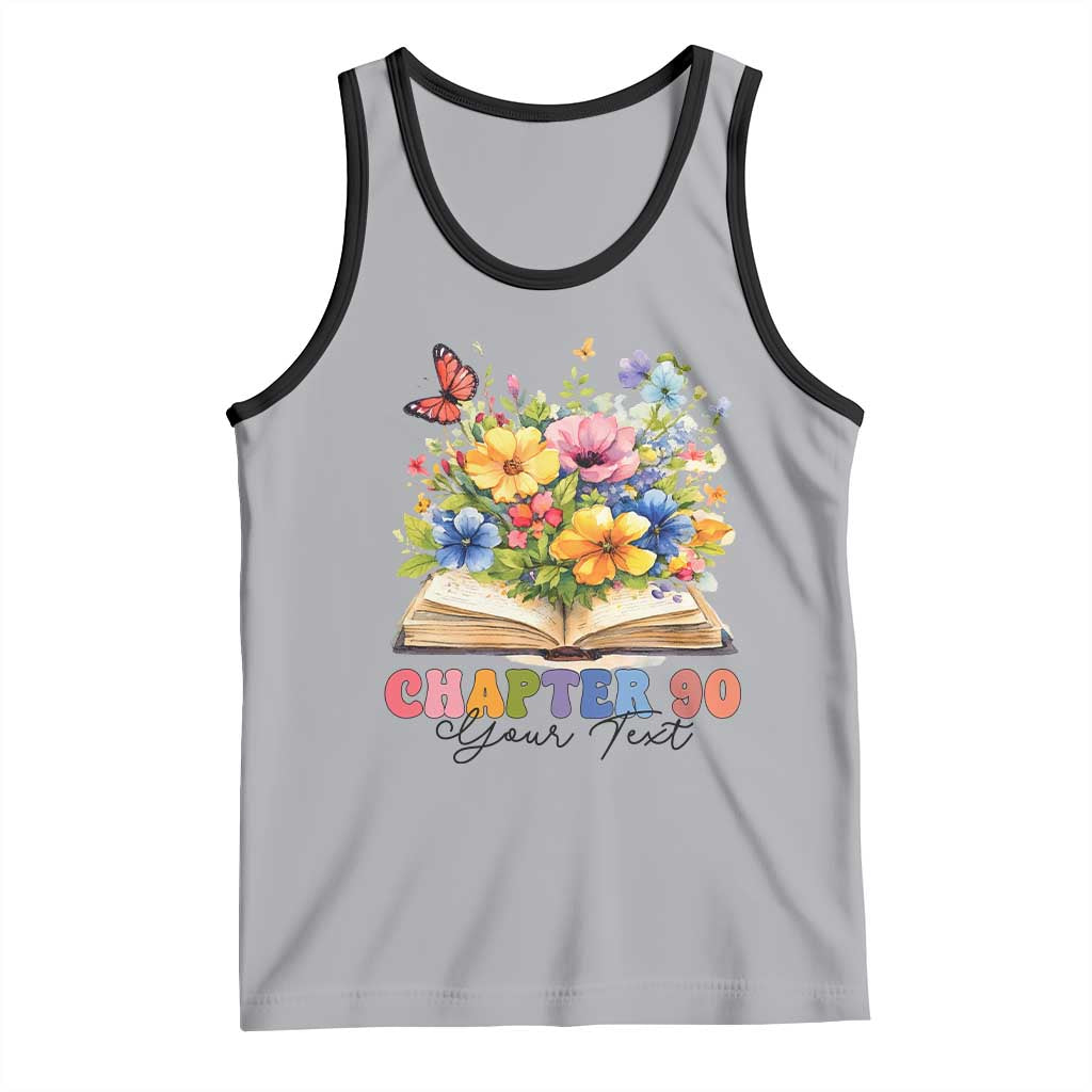 Personalized 90th Birthday Gift For Women Tank Top Custom Name Chapter 90 Flowers Book TS10 Athletic Heather Black Print Your Wear