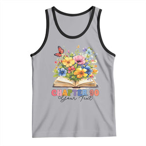 Personalized 90th Birthday Gift For Women Tank Top Custom Name Chapter 90 Flowers Book TS10 Athletic Heather Black Print Your Wear