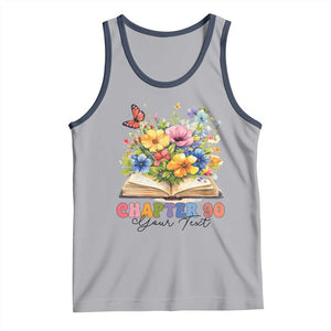 Personalized 90th Birthday Gift For Women Tank Top Custom Name Chapter 90 Flowers Book TS10 Athletic Heather Navy Print Your Wear