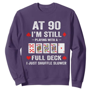 Funny 90th Birthday Sweatshirt Funny 90 Year Old Cards TS10 Purple Print Your Wear