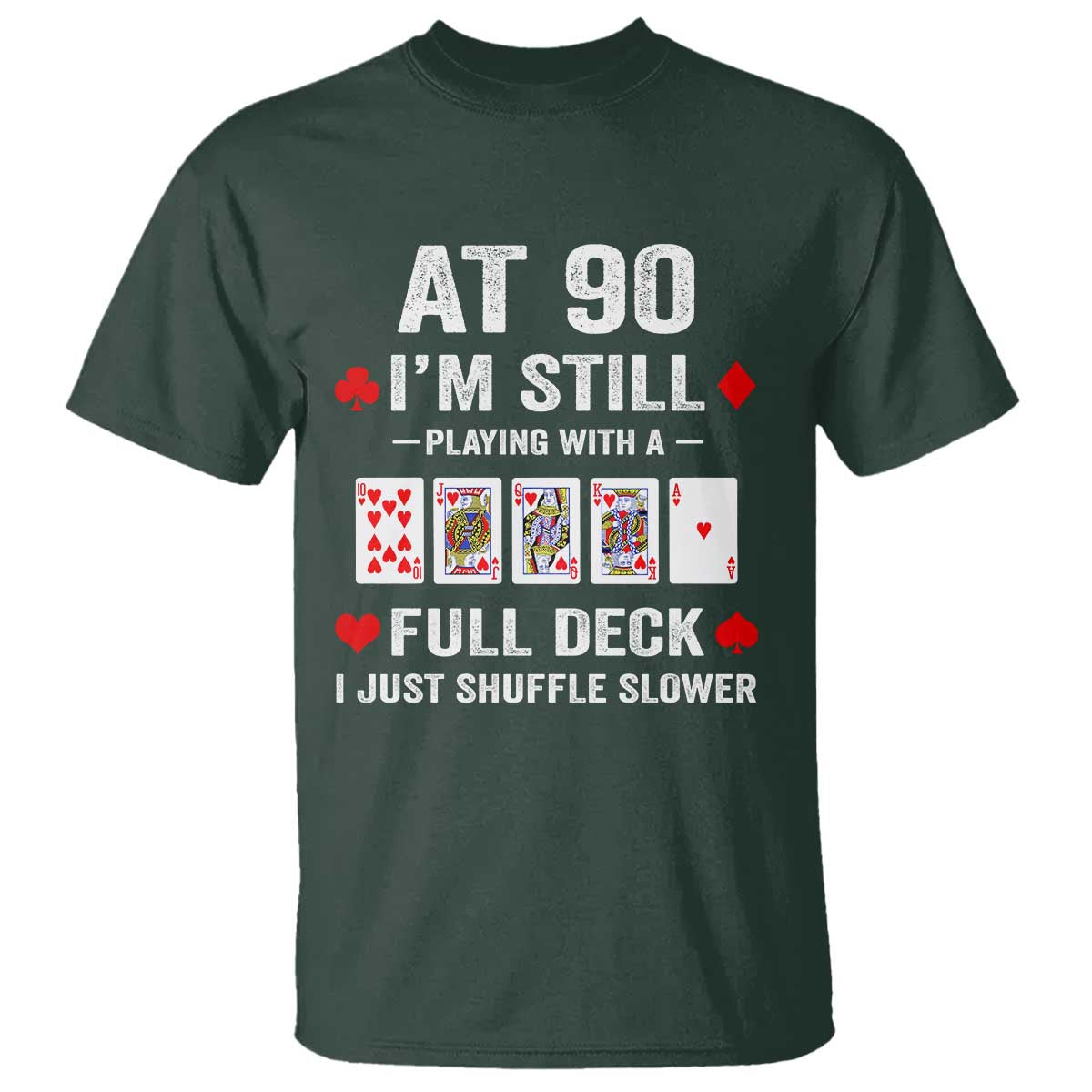 Funny 90th Birthday T Shirt Funny 90 Year Old Cards TS10 Dark Forest Green Print Your Wear