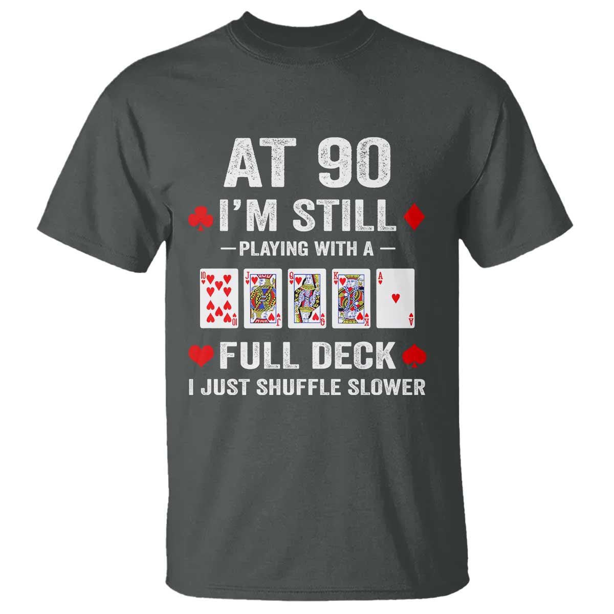 Funny 90th Birthday T Shirt Funny 90 Year Old Cards TS10 Dark Heather Print Your Wear