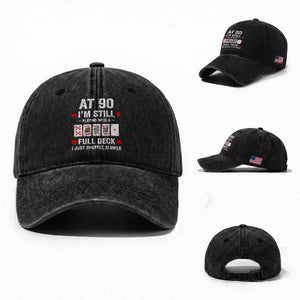 Funny 90th Birthday Washed Cotton Baseball Cap Funny 90 Year Old Cards