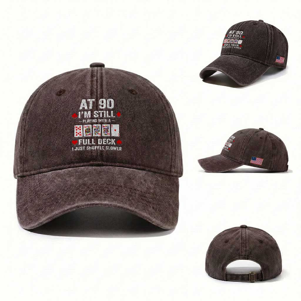 Funny 90th Birthday Washed Cotton Baseball Cap Funny 90 Year Old Cards