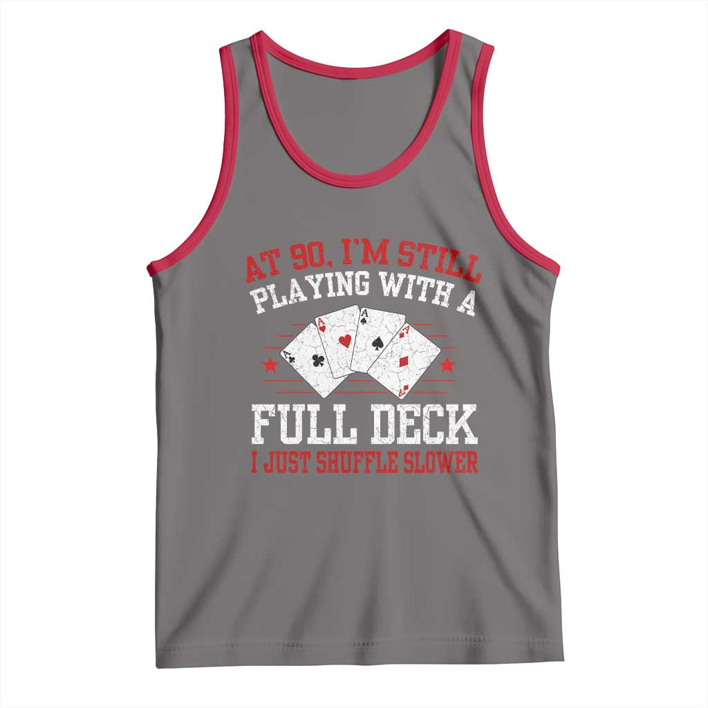 Funny 90th Birthday Tank Top Retro Funny 90 Year Old Cards Bday Gifts TS10 Deep Heather Red Print Your Wear