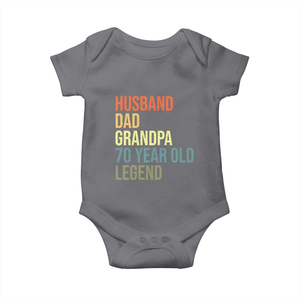 70th Birthday Baby Onesie Husband Dad Grandpa 70 Year Old Legend TS10 Charcoal Print Your Wear