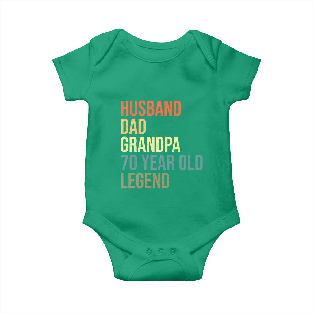 70th Birthday Baby Onesie Husband Dad Grandpa 70 Year Old Legend TS10 Irish Green Print Your Wear
