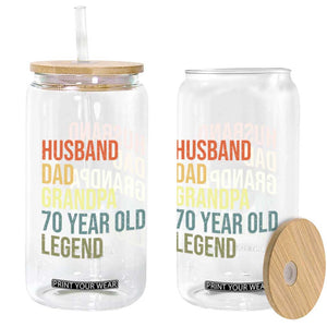 70th Birthday Glass Can Husband Dad Grandpa 70 Year Old Legend TS10 Print Your Wear