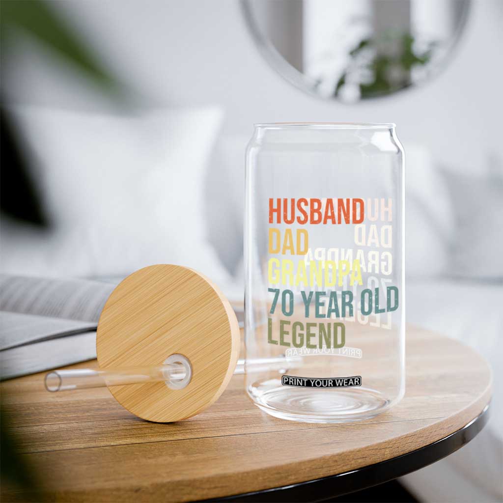70th Birthday Glass Can Husband Dad Grandpa 70 Year Old Legend TS10 Print Your Wear