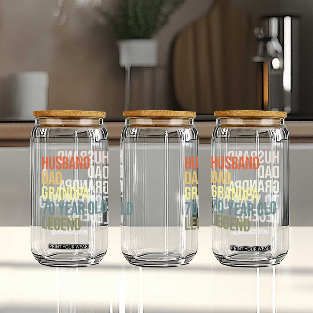70th Birthday Glass Can Husband Dad Grandpa 70 Year Old Legend TS10 Print Your Wear