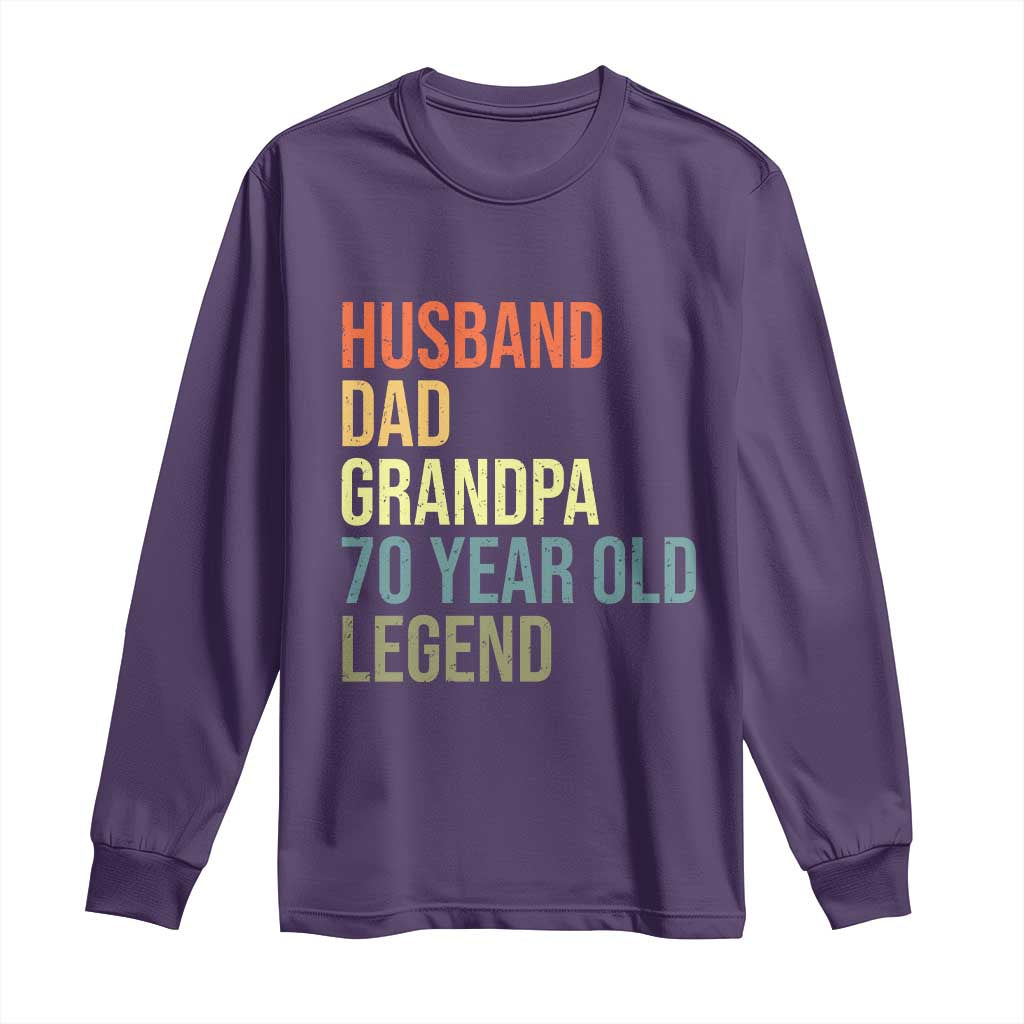 70th Birthday Long Sleeve Shirt Husband Dad Grandpa 70 Year Old Legend TS10 Purple Print Your Wear