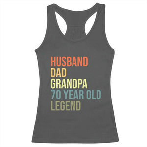 70th Birthday Racerback Tank Top Husband Dad Grandpa 70 Year Old Legend TS10 Dark Heather Print Your Wear