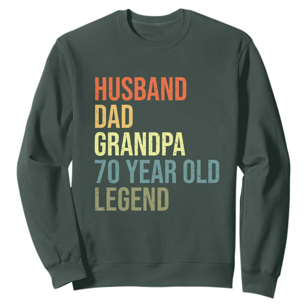 70th Birthday Sweatshirt Husband Dad Grandpa 70 Year Old Legend TS10 Dark Forest Green Print Your Wear