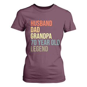 70th Birthday T Shirt For Women Husband Dad Grandpa 70 Year Old Legend TS10 Maroon Print Your Wear