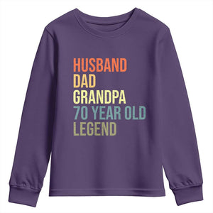 70th Birthday Youth Sweatshirt Husband Dad Grandpa 70 Year Old Legend TS10 Purple Print Your Wear