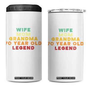 70th Birthday Gifts For Women 4 in 1 Can Cooler Tumbler Wife Mom Grandma 70 Year Old Legend TS10 One Size: 16 oz White Print Your Wear