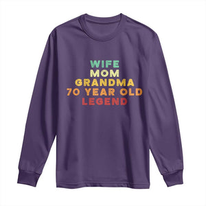 70th Birthday Gifts For Women Long Sleeve Shirt Wife Mom Grandma 70 Year Old Legend TS10 Purple Print Your Wear