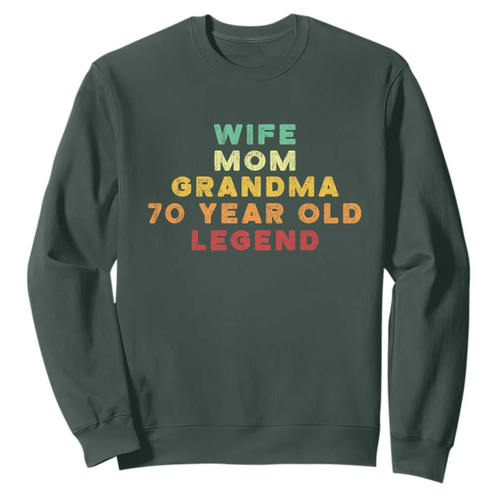 70th Birthday Gifts For Women Sweatshirt Wife Mom Grandma 70 Year Old Legend TS10 Dark Forest Green Print Your Wear
