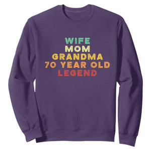70th Birthday Gifts For Women Sweatshirt Wife Mom Grandma 70 Year Old Legend TS10 Purple Print Your Wear