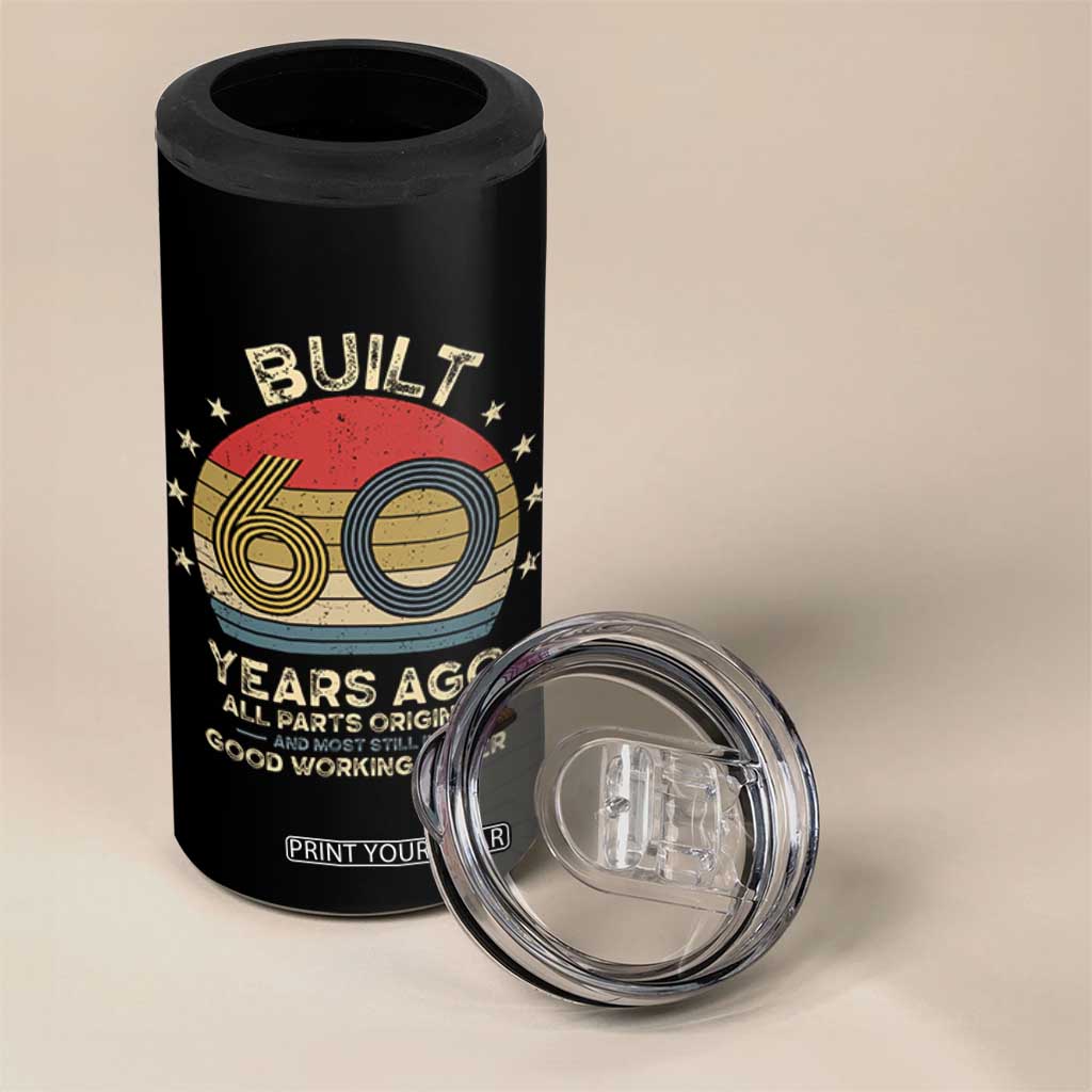 Funny 60th Birthday 4 in 1 Can Cooler Tumbler - Vintage Retro Built 60 Years Ago TS10 Print Your Wear