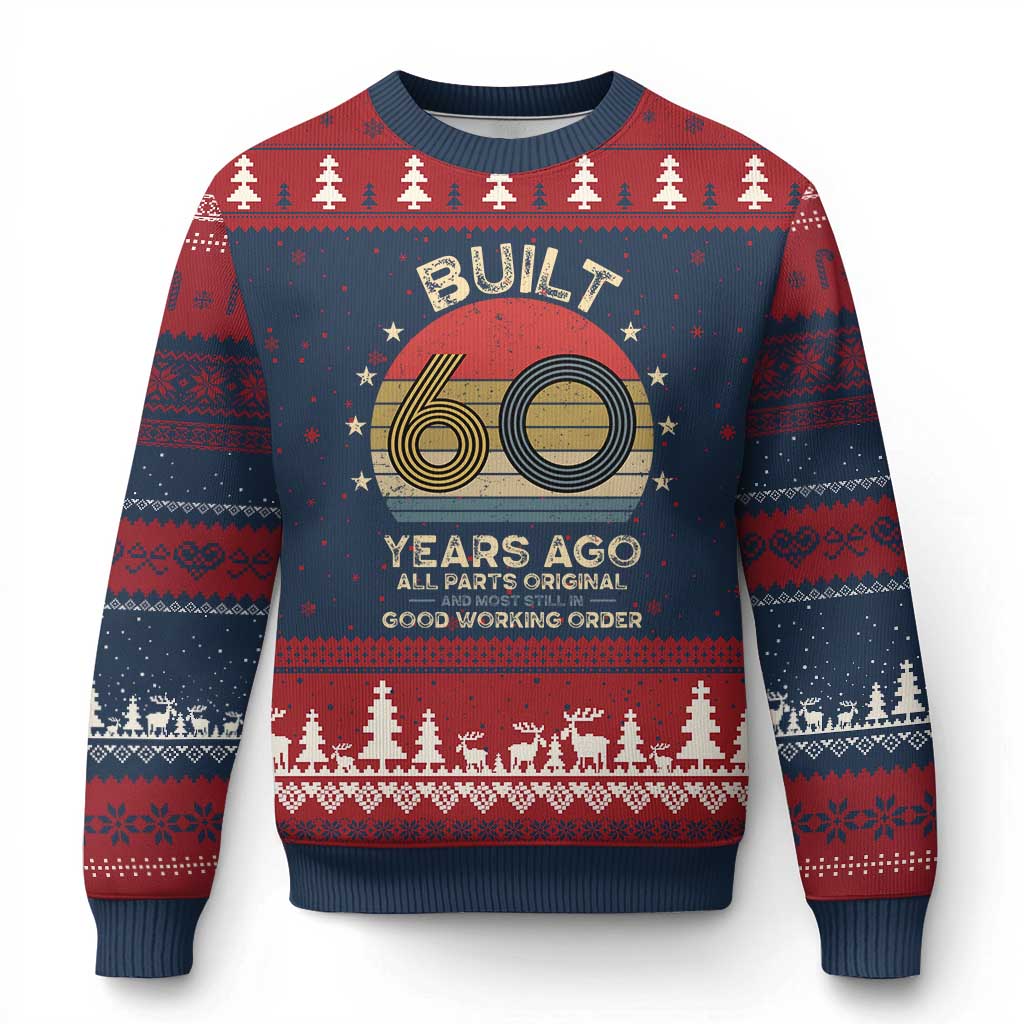 Funny 60th Birthday Ugly Christmas Sweater Vintage Retro Built 60 Years Ago TS10 Navy Red Print Your Wear
