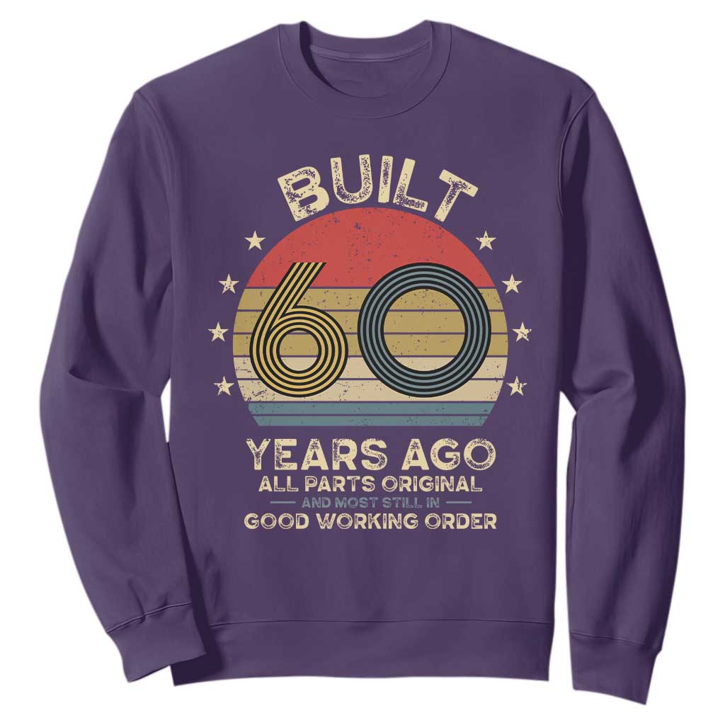 Funny 60th Birthday Sweatshirt Vintage Retro Built 60 Years Ago TS10 Purple Print Your Wear