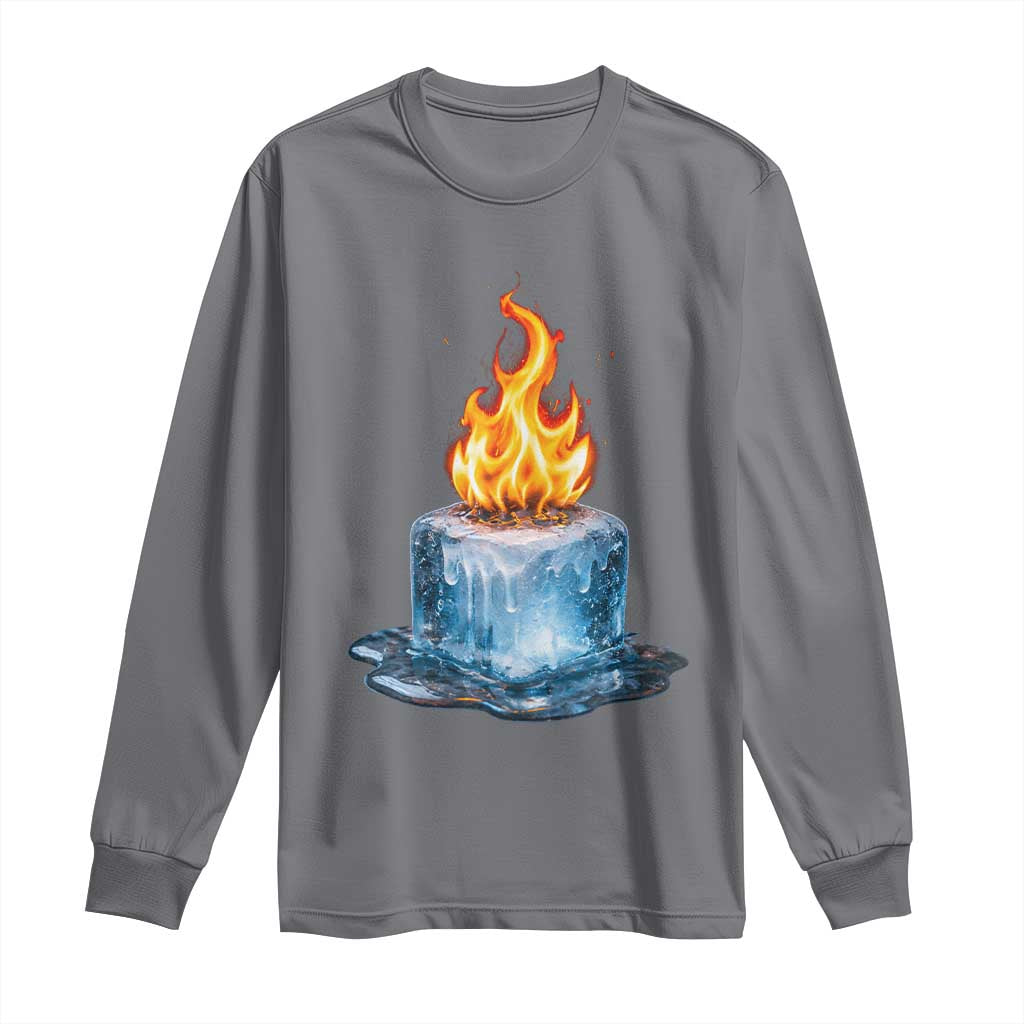 Subtle Anti Ice Long Sleeve Shirt Ice Melting Satire Political Humor TS10 Charcoal Print Your Wear