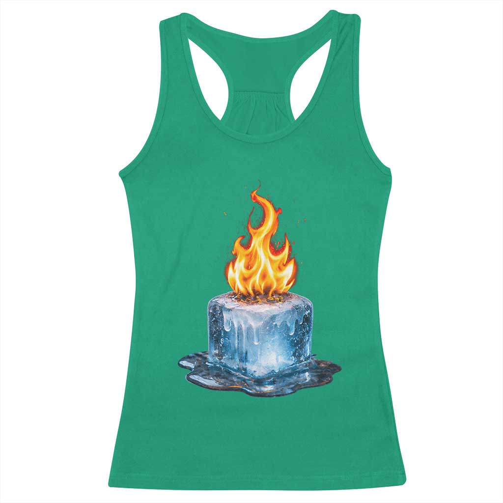 Subtle Anti Ice Racerback Tank Top Ice Melting Satire Political Humor TS10 Irish Green Print Your Wear