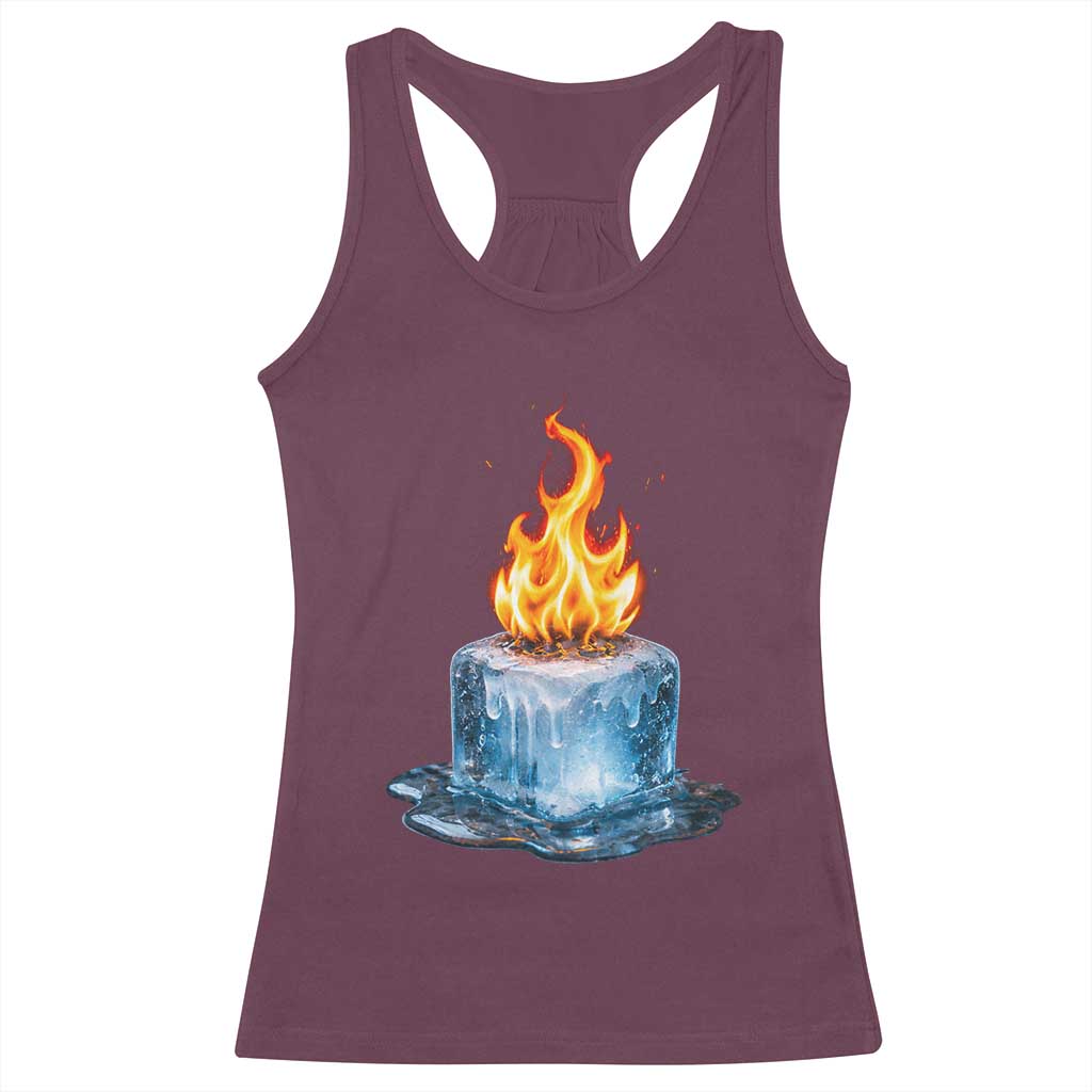 Subtle Anti Ice Racerback Tank Top Ice Melting Satire Political Humor TS10 Maroon Print Your Wear