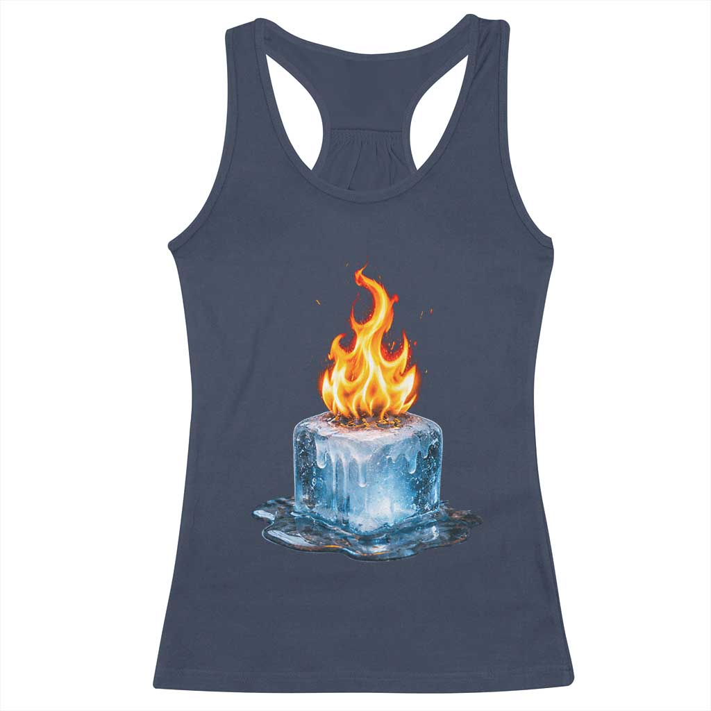 Subtle Anti Ice Racerback Tank Top Ice Melting Satire Political Humor TS10 Navy Print Your Wear