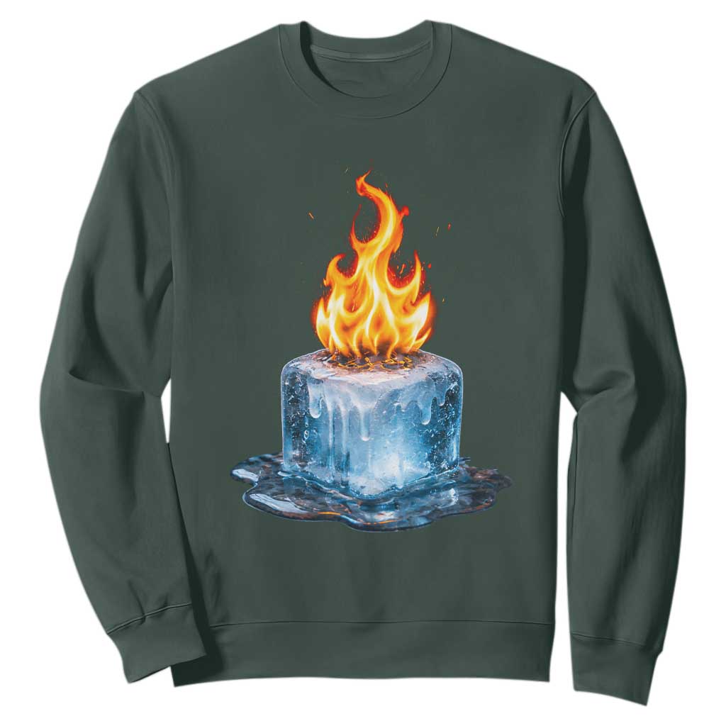 Subtle Anti Ice Sweatshirt Ice Melting Satire Political Humor TS10 Dark Forest Green Print Your Wear