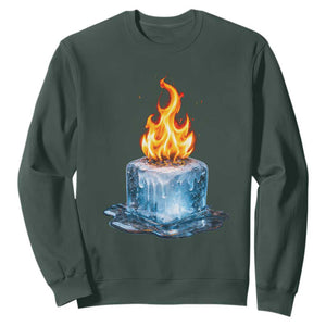 Subtle Anti Ice Sweatshirt Ice Melting Satire Political Humor TS10 Dark Forest Green Print Your Wear
