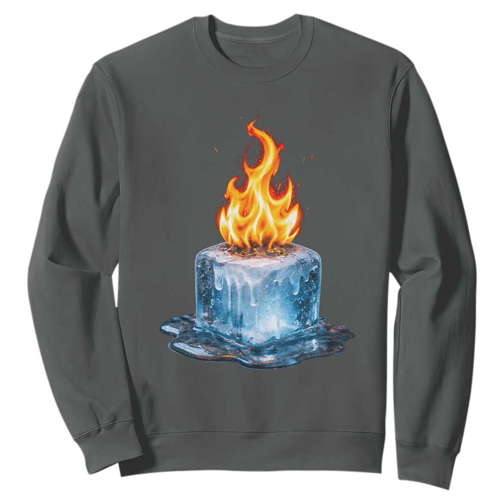 Subtle Anti Ice Sweatshirt Ice Melting Satire Political Humor TS10 Dark Heather Print Your Wear