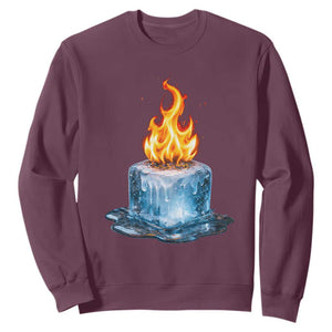 Subtle Anti Ice Sweatshirt Ice Melting Satire Political Humor TS10 Maroon Print Your Wear
