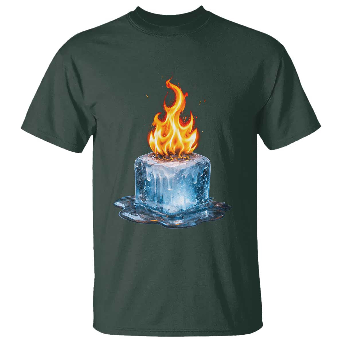 Subtle Anti Ice T Shirt Ice Melting Satire Political Humor TS10 Dark Forest Green Print Your Wear