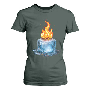 Subtle Anti Ice T Shirt For Women Ice Melting Satire Political Humor TS10 Dark Forest Green Print Your Wear