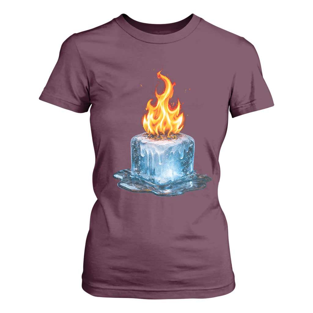 Subtle Anti Ice T Shirt For Women Ice Melting Satire Political Humor TS10 Maroon Print Your Wear
