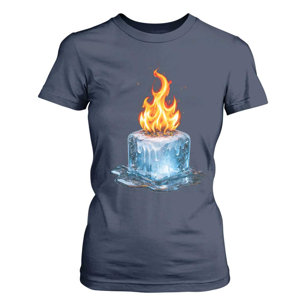 Subtle Anti Ice T Shirt For Women Ice Melting Satire Political Humor TS10 Navy Print Your Wear