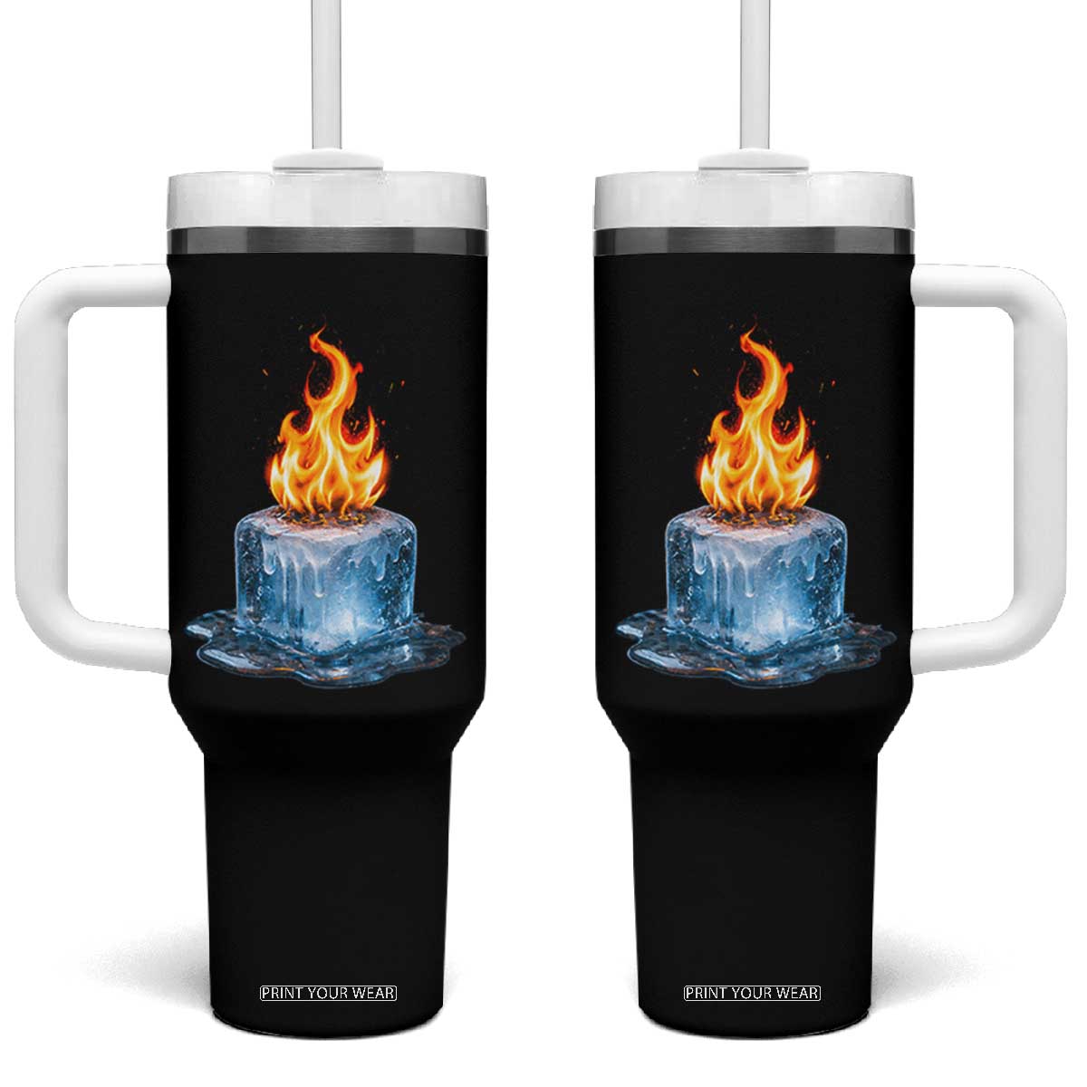 Subtle Anti Ice Tumbler With Handle Ice Melting Satire Political Humor TS10 One Size: 40 oz Black Print Your Wear