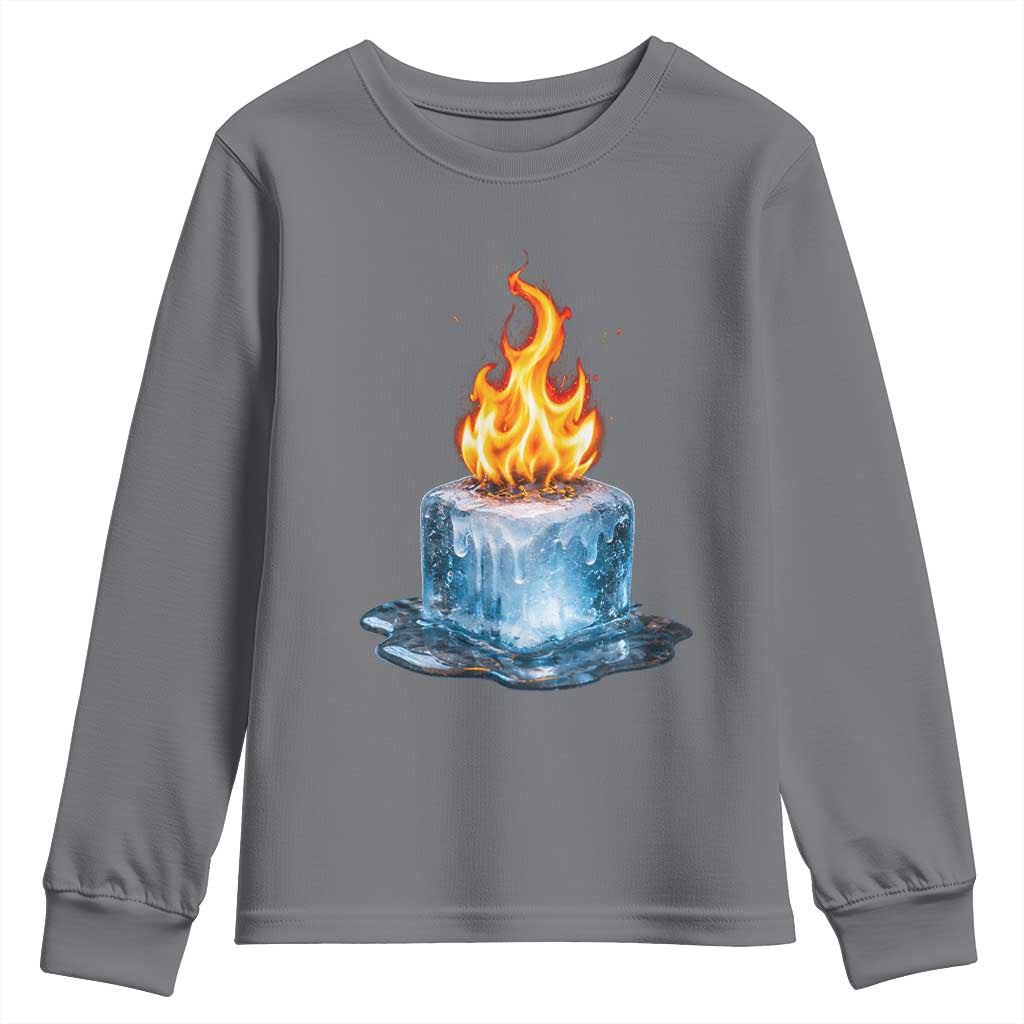 Subtle Anti Ice Youth Sweatshirt Ice Melting Satire Political Humor TS10 Charcoal Print Your Wear