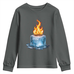 Subtle Anti Ice Youth Sweatshirt Ice Melting Satire Political Humor TS10 Dark Heather Print Your Wear
